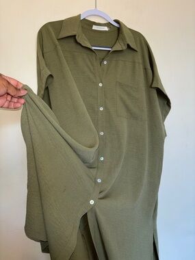 NWT Mustard Seed Midi Shirt Dress Sz S Beachy Summer Vacation Pocket Button